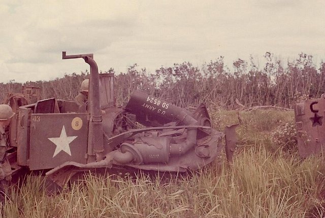 Truck destroyed by mine
